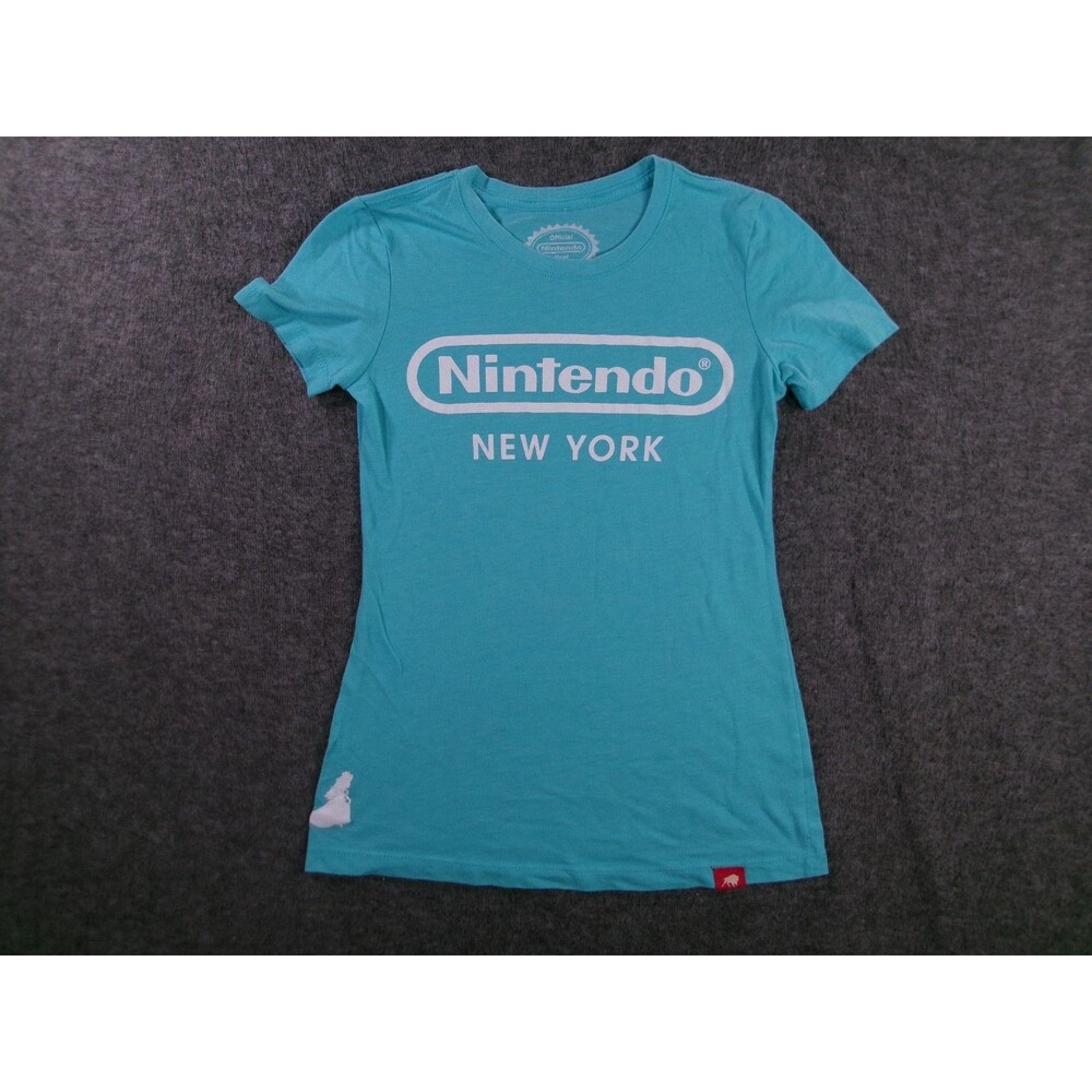 Nintendo New York Top Women Small Blue Causal Everyday Basic Princess Peach